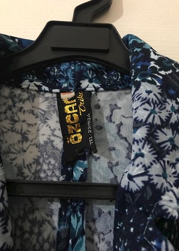 Diğer Uzun, Bol Kesim Mavi Batik Desenli Kadın Elbise