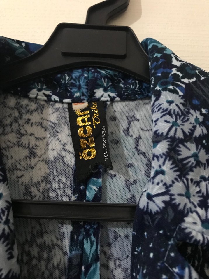 Uzun, Bol Kesim Mavi Batik Desenli Kadın Elbise - Görsel 3