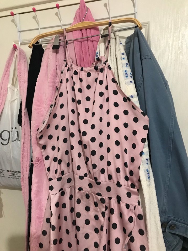 Puantiyeli Pembe elbise - Görsel 2