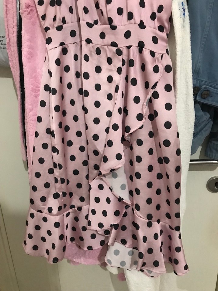 Puantiyeli Pembe elbise - Görsel 3