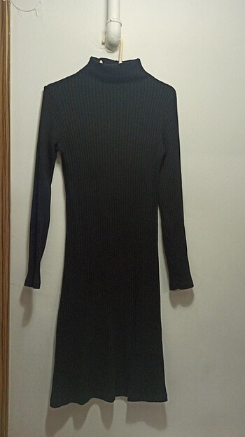 Magza Siyah boğazlı triko elbise 