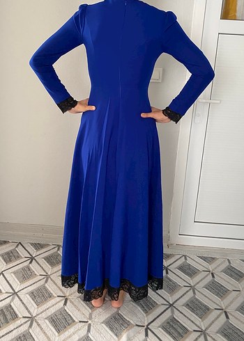 Diğer Uzun Kollu Mavi Gotik Elbise