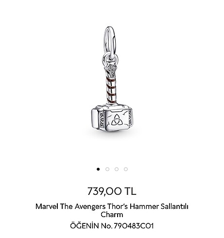 Pandora marvel thors hammer sallantılı charm