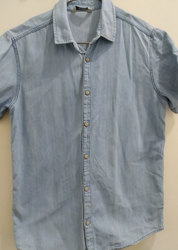 LC Waikiki Düğmeli Kısa Kollu Denim Erkek Gömlek