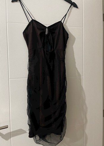 Kahverengi Drapeli Mini Strappy Elbise - Görsel 4