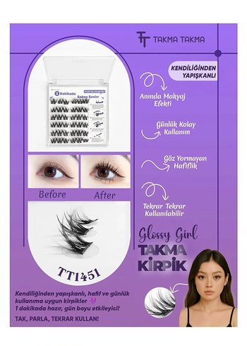 Bej Renkli Koyu Takma Kirpik Seti - Görsel 2