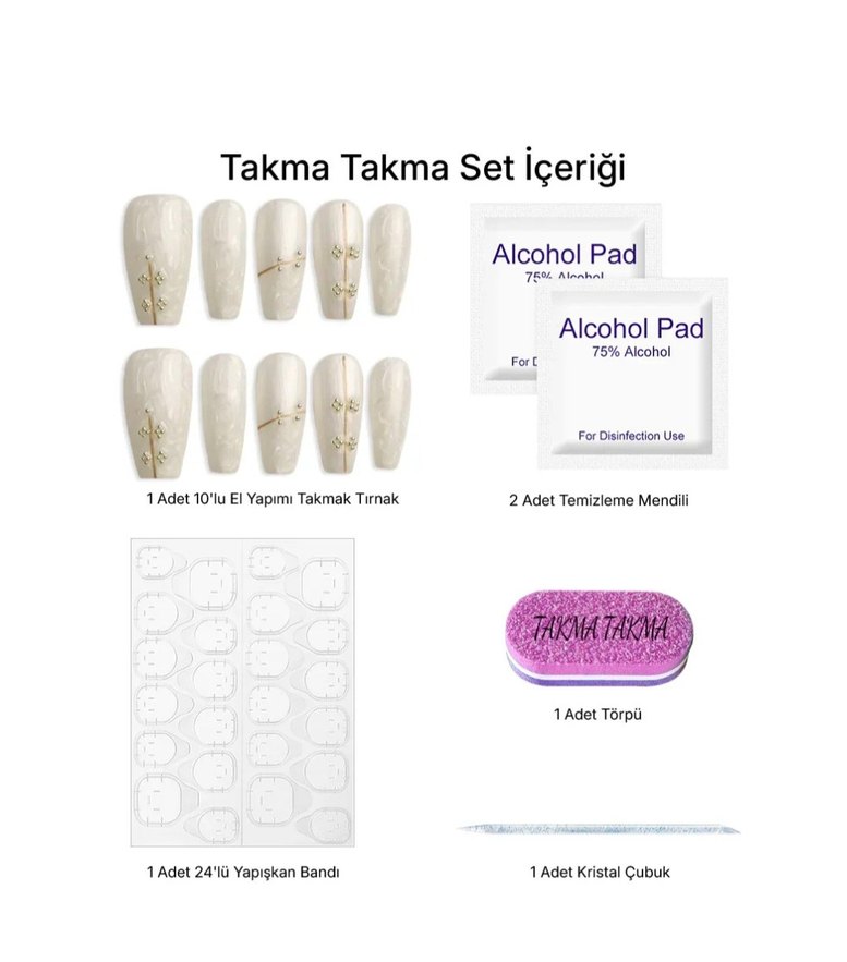 Beyaz Gri Zarif Tırnak Süslemeleri - Görsel 2