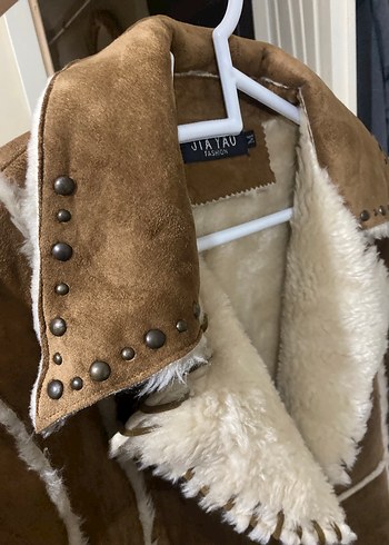 Kürklü Süet Kahverengi Kadın Kış Ceketi - Görsel 3