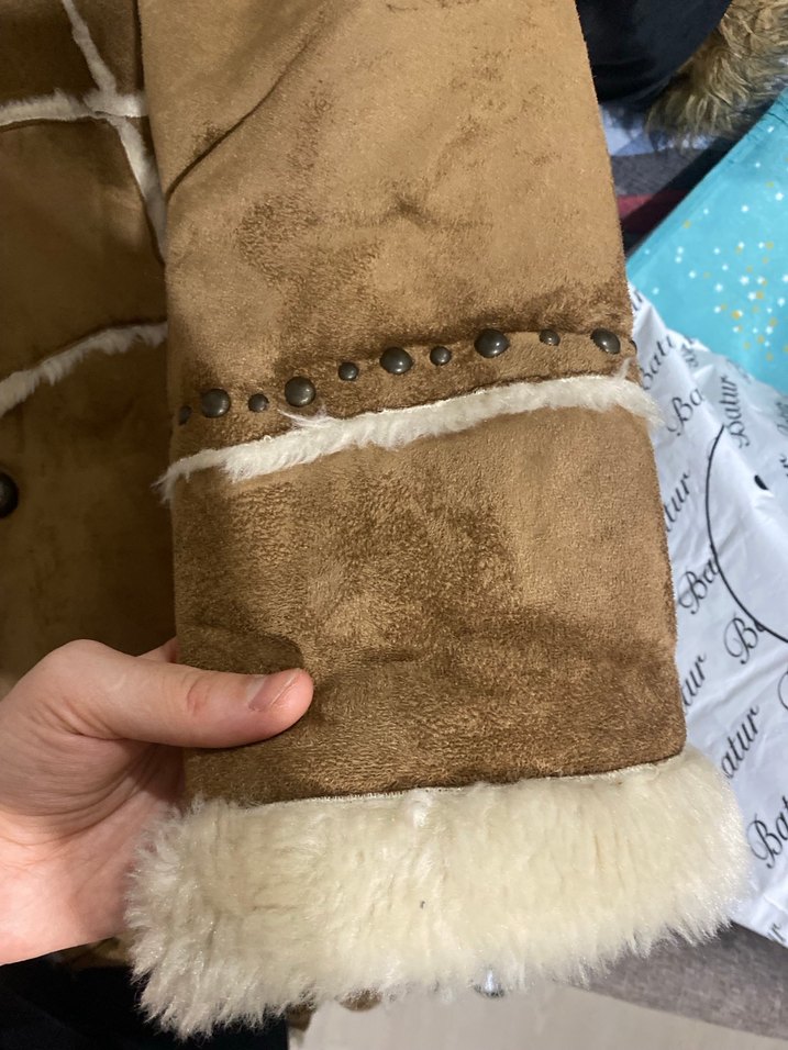 Kürklü Süet Kahverengi Kadın Kış Ceketi - Görsel 4