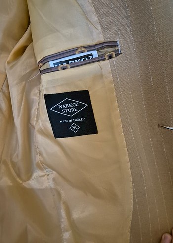 Bej Erkek blazer Ceket Notch Yaka Düğmeli - Görsel 4