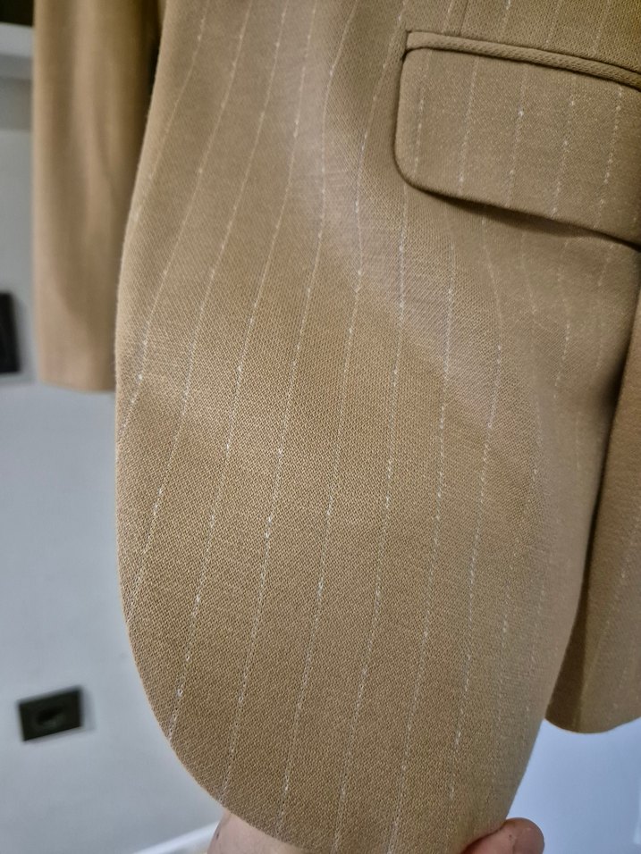 Bej Erkek blazer Ceket Notch Yaka Düğmeli - Görsel 3