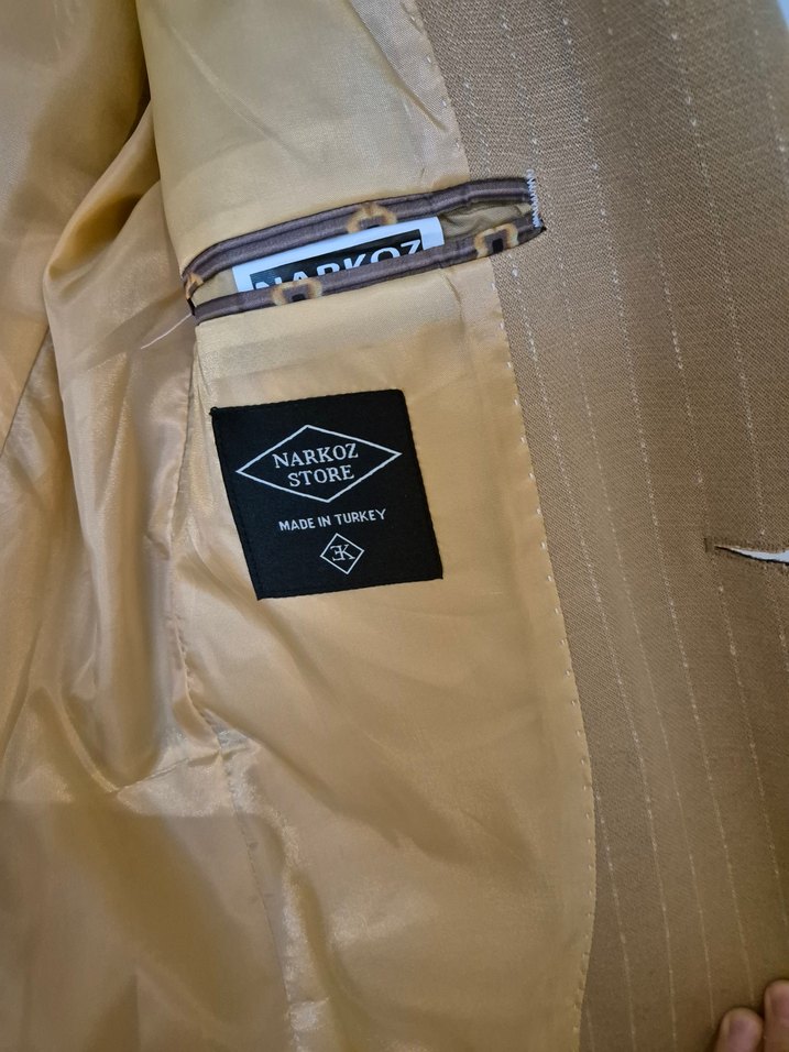 Bej Erkek blazer Ceket Notch Yaka Düğmeli - Görsel 4