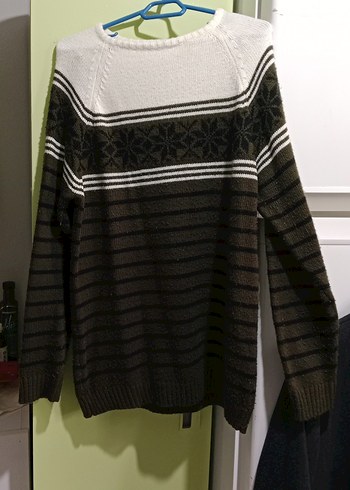 Gri Desenli Örgü erkek Kazak - Görsel 3