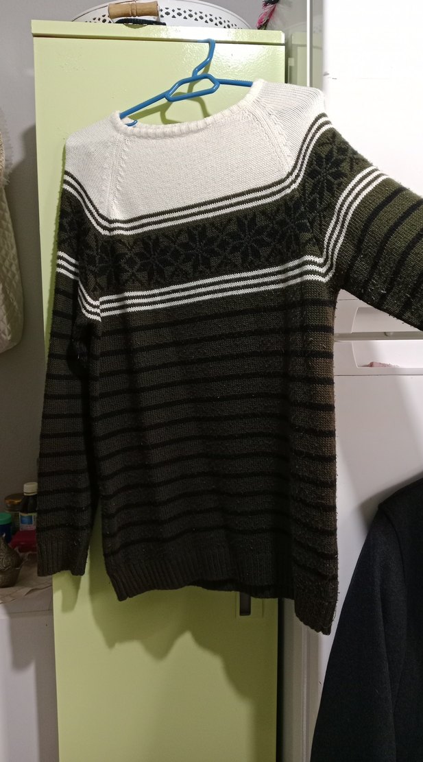 Gri Desenli Örgü erkek Kazak - Görsel 2