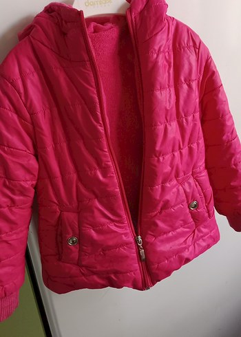 Kız Çocuk Pembe Kapitone Mont - Görsel 6