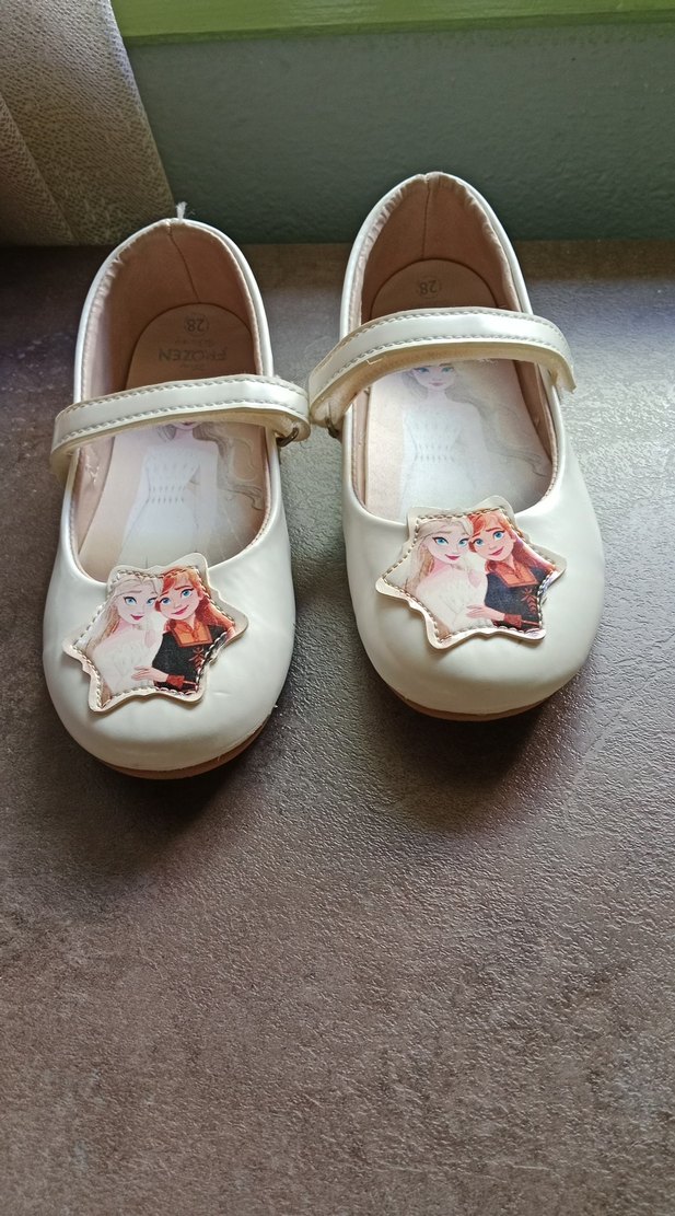 Kız Çocuk Beyaz Baskılı Bantlı Babet - Görsel 2