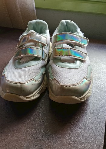 Kız Çocuk Beyaz Spor Ayakkabı Velcro - Görsel 5