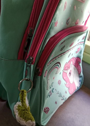 Turkuaz Unicorn Desenli Çocuk Okul Çantası - Görsel 3