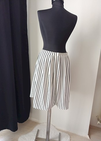 Gina Çizgili Pliseli Mini Etek