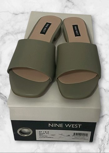 37 Beden haki Renk Nine West Kadın Haki Blok Topuklu Terlik