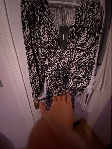 m Beden siyah Renk Mavi jeans zebra desen elbise
