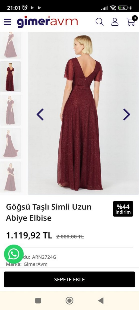 Göğsü Taşlı Simli Uzun Abiye Elbise - Görsel 2