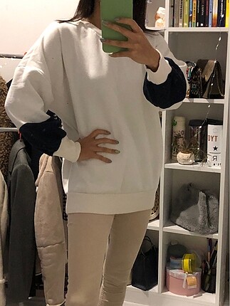 universal Beden beyaz Renk Oversize Bluz