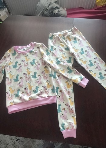 Kız Çocuk Baskılı Pembe Polar Pijama Takımı