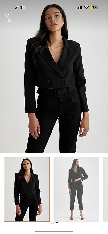 Crop blazer ve deri ceket