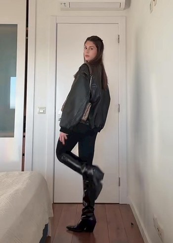 m Beden siyah Renk Siyah Gerçek Deri Oversize Ceket