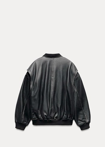 Zara Siyah Gerçek Deri Oversize Ceket