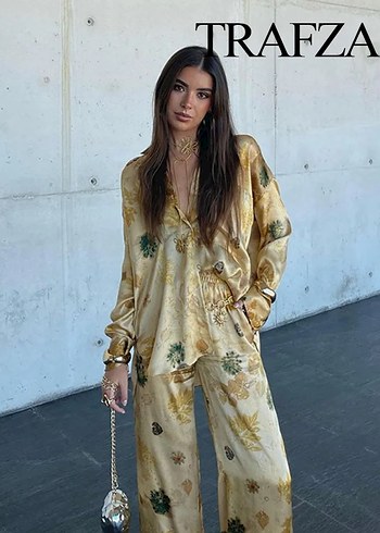 Zara Zara Altın İpek Renkli Salaş Kadın Takım