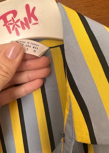 H&M Sarı Çizgili Uzun Kollu Kadın Gömlek