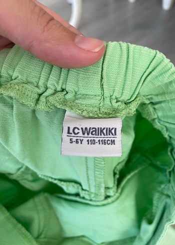 LC Waikiki Düğmeli Yeşil Keten Mini kız çocuk şort etek