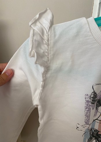 Kız Çocuk Beyaz Fırfırlı Sweatshirt - Görsel 2