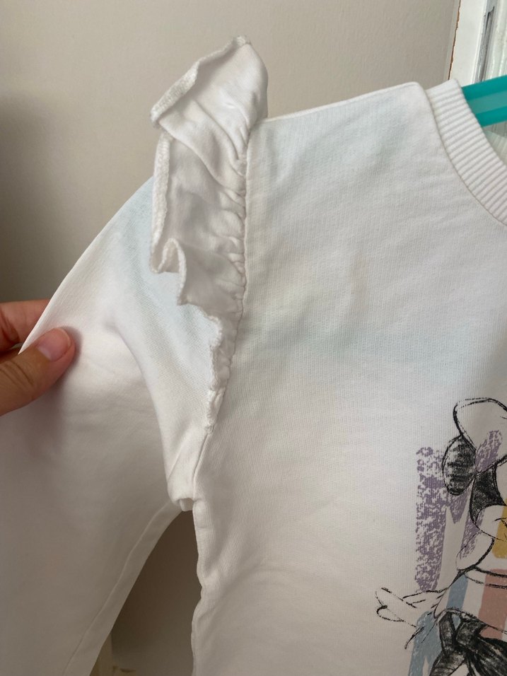 Kız Çocuk Beyaz Fırfırlı Sweatshirt - Görsel 2