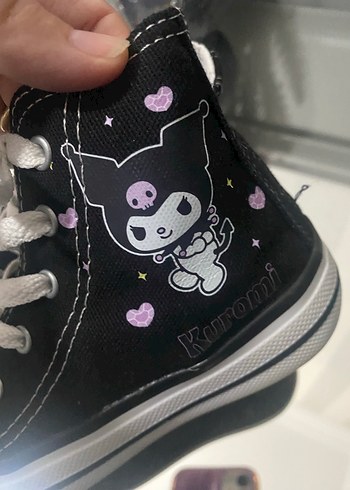 Kuromi converse tarz bez ayakkabı - Görsel 3