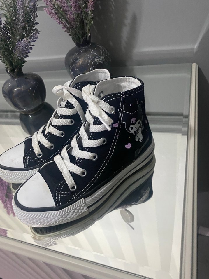 Kuromi converse tarz bez ayakkabı - Görsel 2