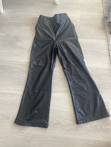 Deri İspanyol paça pantolon