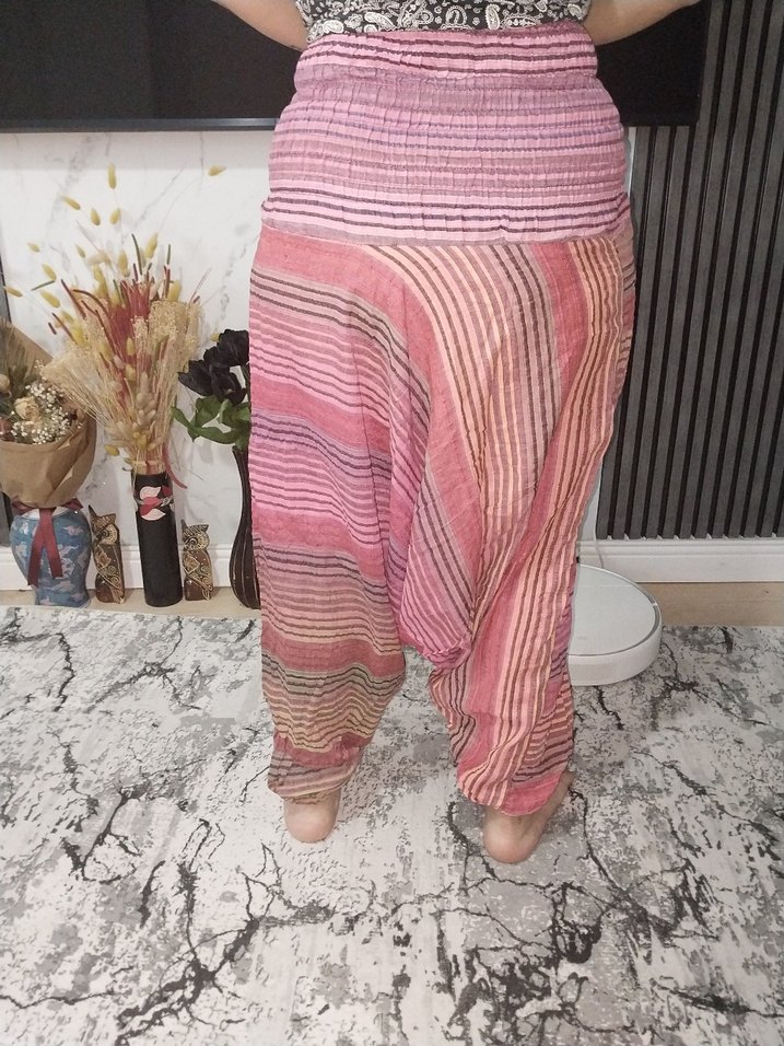 Pembe Bohem Salaş Uzun Kumaş şalvar - Görsel 2