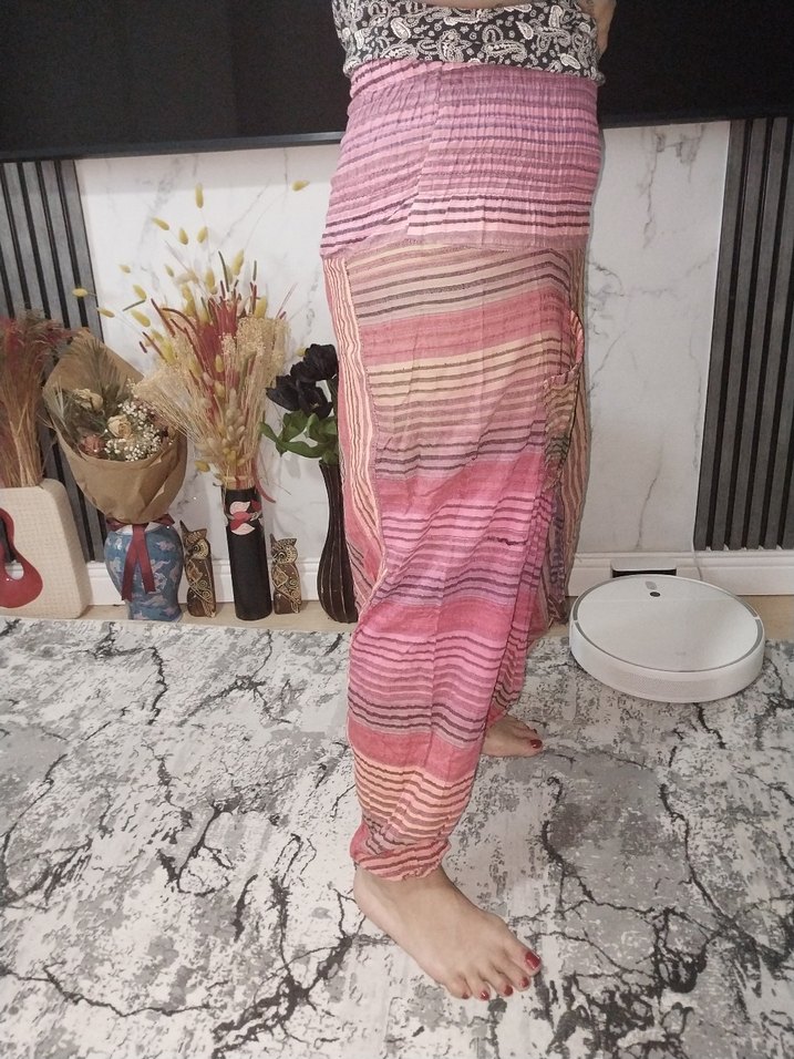 Pembe Bohem Salaş Uzun Kumaş şalvar - Görsel 3