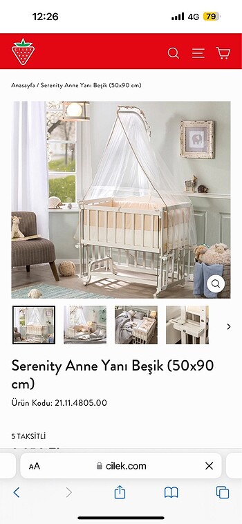 Çilek Mobilya Anne Yanı Beşik