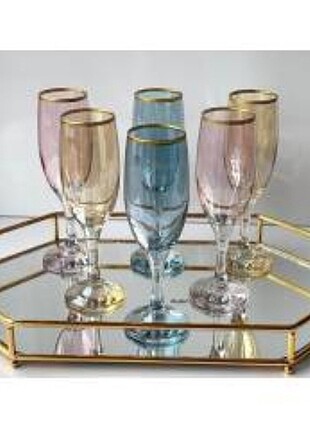 Kadeh bardak renkli Gold 6 adet