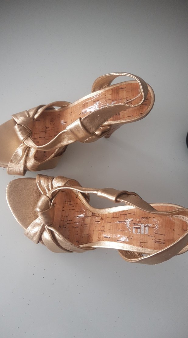 Bej Parlak Platform Topuklu Kadın Abiye Ayakkabı - Görsel 2