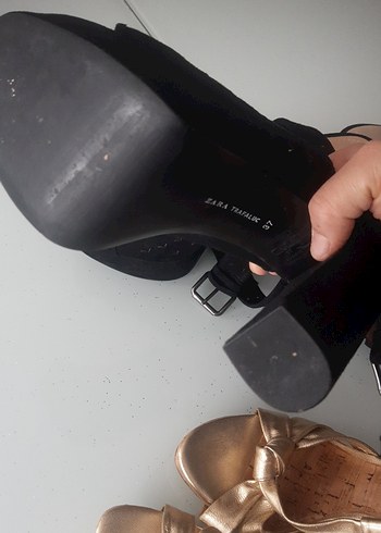 Tokalı Siyah Kadın şık orijinal zara topuklu - Görsel 8