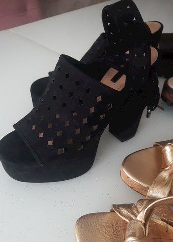 Tokalı Siyah Kadın şık orijinal zara topuklu - Görsel 3