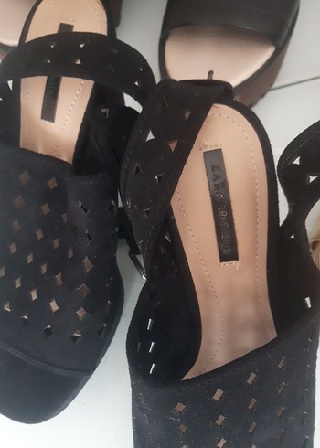 Tokalı Siyah Kadın şık orijinal zara topuklu - Görsel 5