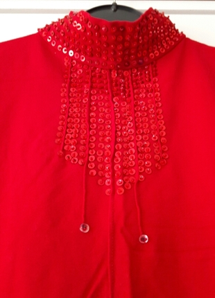 Tasarımcı kırmızı bluz