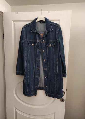 Düğmeli Lacivert Kadın Denim Ceket
