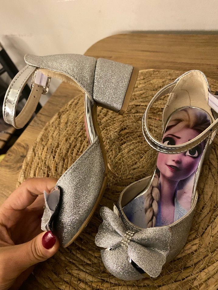 Kız Çocuk topuklu Gri Parlak Elsa ayakkabı - Görsel 3